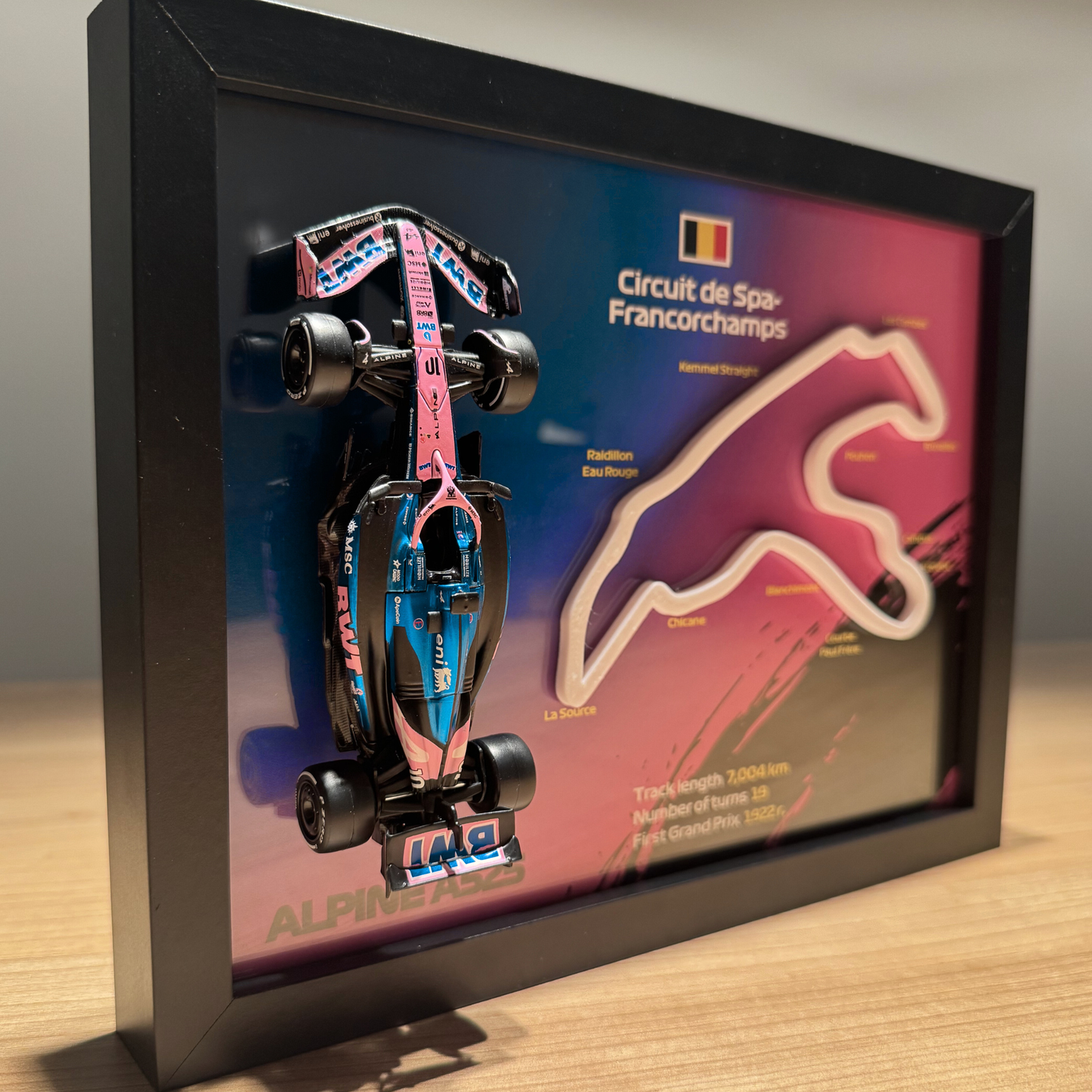 Ramka z bolidem Alpine - Circuit de Spa‑Francorchamps