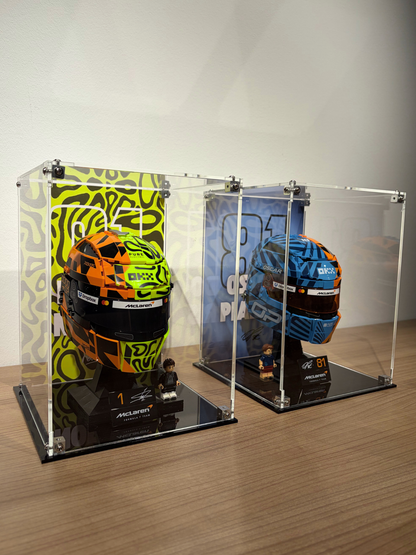 Display Cases for Oscar Piastri and Lando Norris Helmets