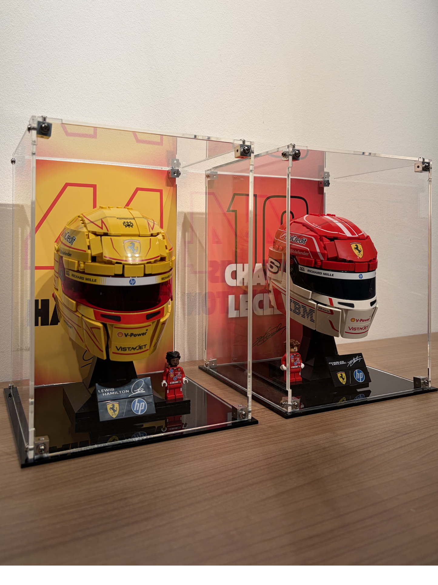 Charles Leclerc and Lewis Hamilton Helmet Display Cases