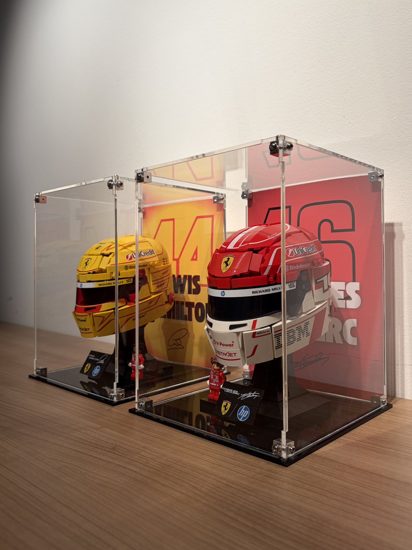 Charles Leclerc and Lewis Hamilton Helmet Display Cases